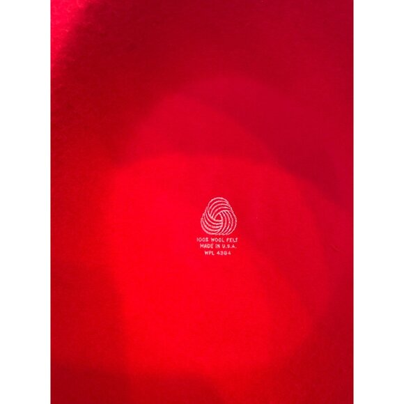 Vintage Red Wool Felt Hat Black Sheer Ribbon Bow XS Made in USA - Picture 6 of 8